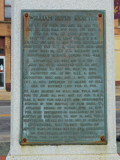 Shafter Monument Right Side Text in Galesburg, MI. Image ©2016 Look Around You Ventues, LLC.